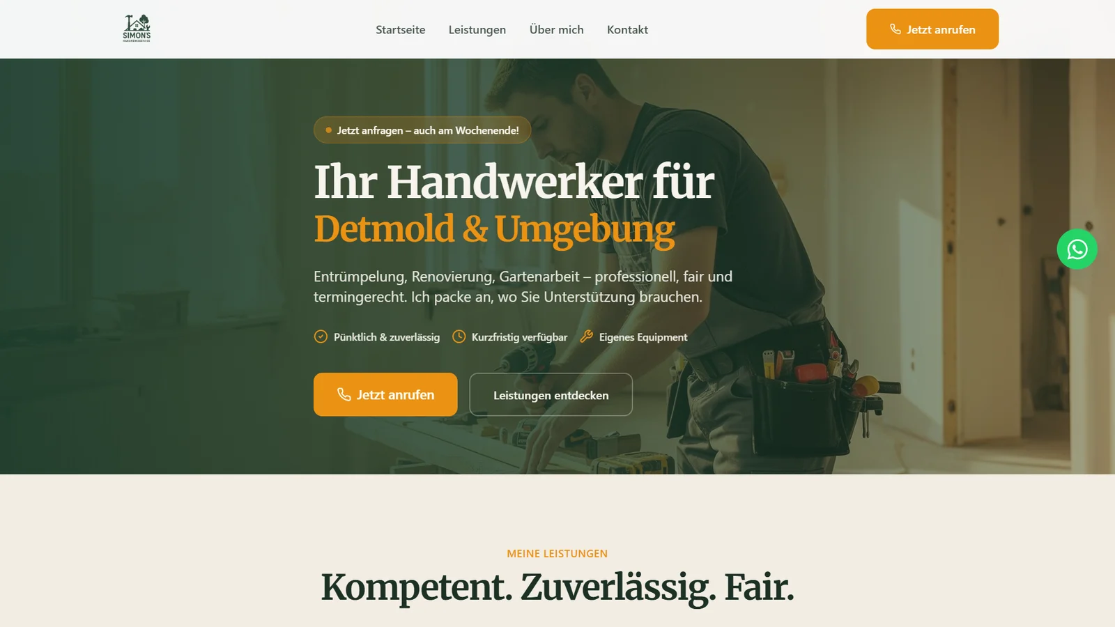 Neue Startseite von Simons Handwerksservice am Rechner