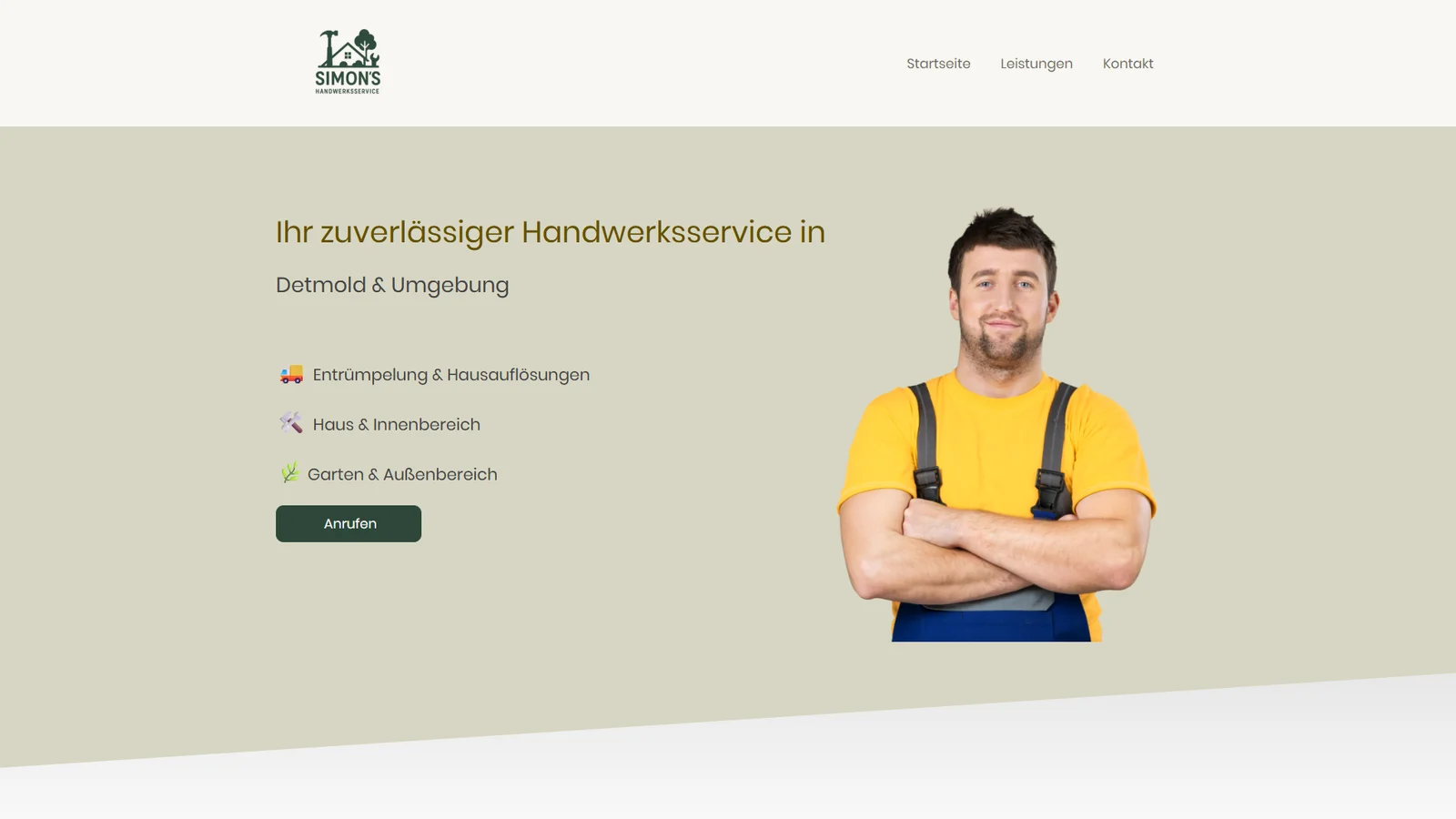 Alte Startseite von Simons Handwerksservice am Rechner